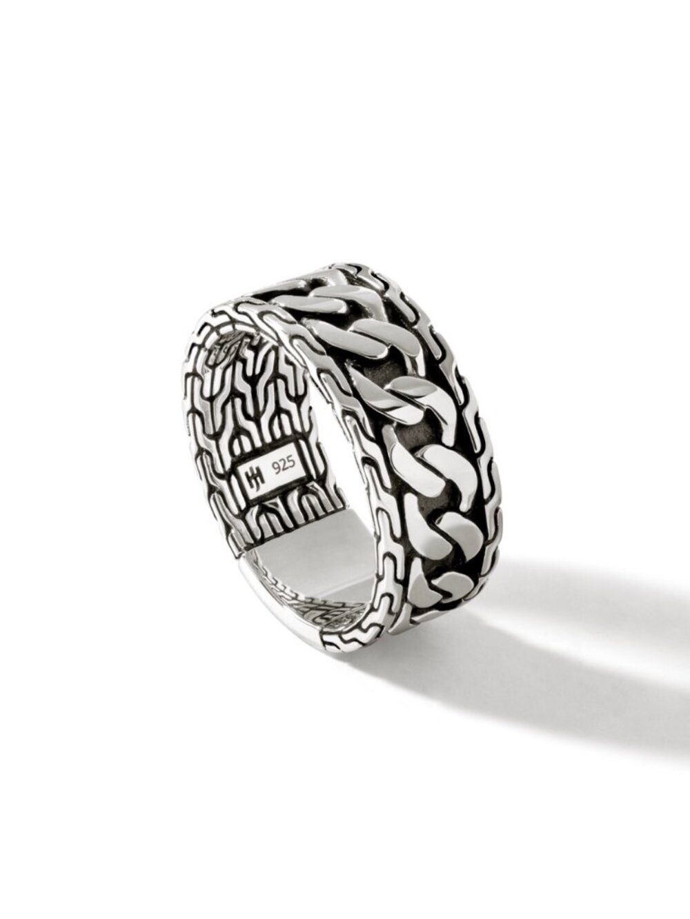 John Hardy Men's Sterling Silver Curb Chain Band Ring, Size 10 (NEW)